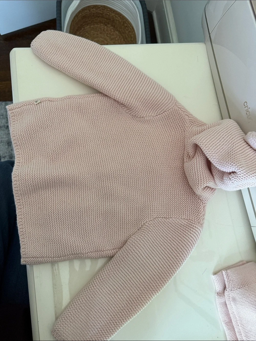GAP Baby Pink Knit Hooded Cardigan and Pants Set 12-18M